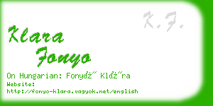 klara fonyo business card